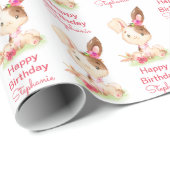 Rosa Wasserfarbe Little Bunny Geschenkpapier (Rolleneckpunkt)