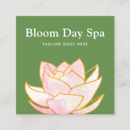 Rosa Wasserfarbe Lotus Blume Blumengrün Quadratische Visitenkarte