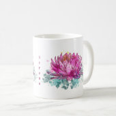 Rosa Wasserfarbe Lotus Blume mit Name Kaffeetasse (VorderseiteRechts)