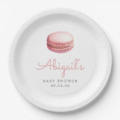 Rosa Wasserfarbe-Macaron-Mädchen-Baby-Party Pappteller (Vorderseite)