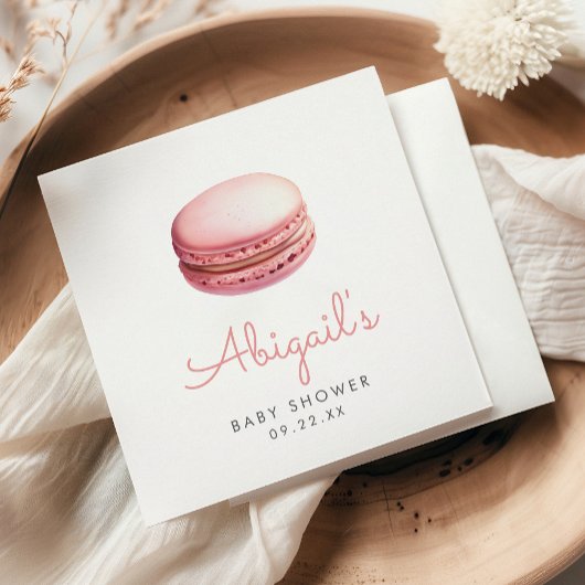 Rosa Wasserfarbe-Macarons Mädchen Baby Shower Serviette