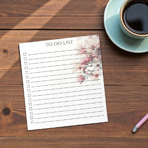 Rosa Wasserfarbe Magnolie To-Do-Liste Modern Boho Notizblock