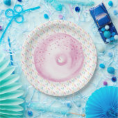 Rosa Wasserfarbe Mattiert Donut und Sprinklen Pappteller (Party)