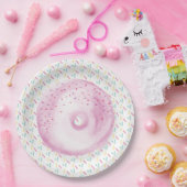 Rosa Wasserfarbe Mattiert Donut und Sprinklen Pappteller (Party)