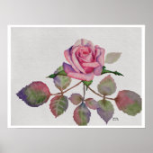 Rosa Wasserfarbe mit abstrakten Blättern Poster (Vorne)
