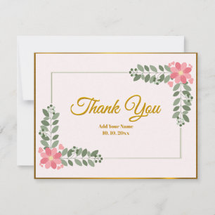 Rosa Wasserfarbe mit Goldfolie Schrift Danke Mitteilungskarte