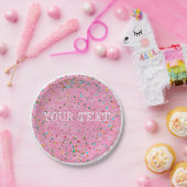 Rosa Wasserfarbe mit konfetti Dekoration nach Maß Pappteller (Party)