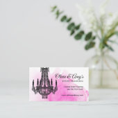 Rosa Wasserfarbe mit Kronleuchter Visitenkarten Visitenkarte (Stehend Vorderseite)