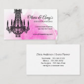 Rosa Wasserfarbe mit Kronleuchter Visitenkarten Visitenkarte (Vorne/Hinten)