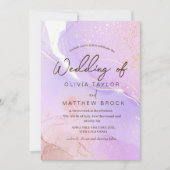Rosa Wasserfarbe Moderne Elegante Hochzeit Einladung (Vorderseite)