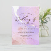 Rosa Wasserfarbe Moderne Elegante Hochzeit Einladung (Stehend Vorderseite)
