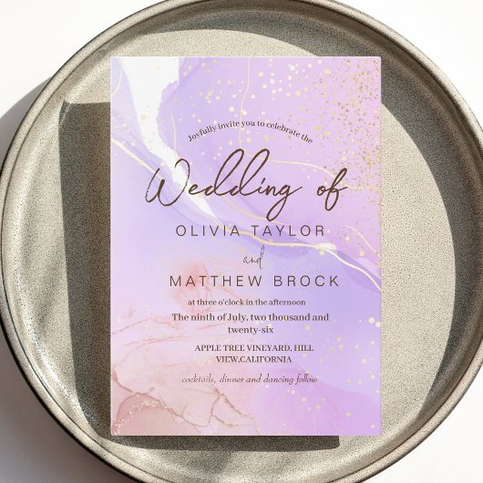 Rosa Wasserfarbe Moderne Elegante Hochzeit Einladung