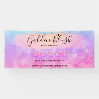 Rosa Wasserfarbe & Moderne Goldene Geometrische El Banner