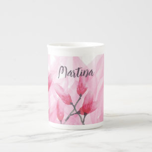 Rosa Wasserfarbe Monogramm Porzellantasse
