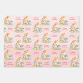 Rosa Wasserfarbe Niedlich Safari Jungle Animes Geschenkpapier Set (Vorderseite 2)