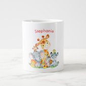 Rosa Wasserfarbe Niedlich Safari Jungle Animes Jumbo-Tasse (Vorderseite)