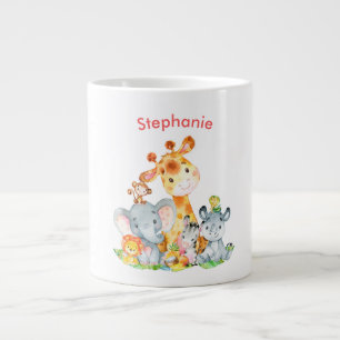 Rosa Wasserfarbe Niedlich Safari Jungle Animes Jumbo-Tasse
