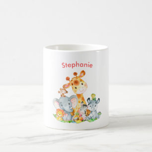 Rosa Wasserfarbe Niedlich Safari Jungle Animes Kaffeetasse