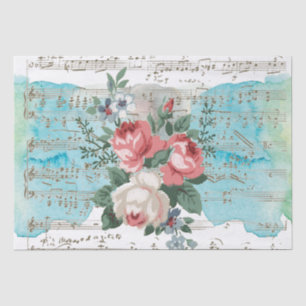Rosa Wasserfarbe Notenblatt Vintage Pink Seidenpapier
