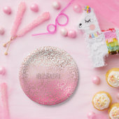 Rosa Wasserfarbe Ombre Leopard Drucken Personalisi Pappteller (Party)