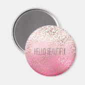 Rosa Wasserfarbe Ombre Leopard Personalisiert druc Magnet (Vorderseite/Rückseite)