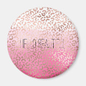 Rosa Wasserfarbe Ombre Leopard Personalisiert druc Magnet (Vorne)