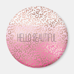 Rosa Wasserfarbe Ombre Leopard Personalisiert druc Magnet
