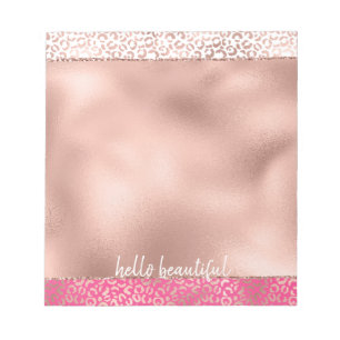 Rosa Wasserfarbe Ombre Leopard Personalisiert druc Notizblock