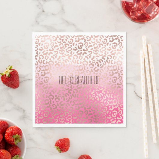 Rosa Wasserfarbe Ombre Leopard Personalisiert druc Serviette (Beispiel)