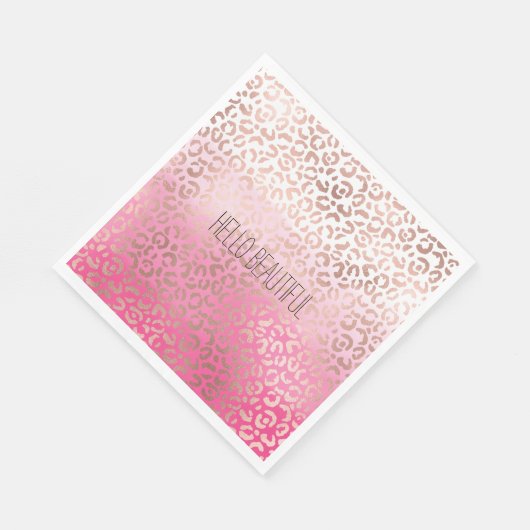 Rosa Wasserfarbe Ombre Leopard Personalisiert druc Serviette (Ecke)
