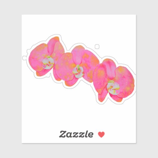 Rosa Wasserfarbe Orchideen Aufkleber (Blatt)