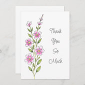 Rosa Wasserfarbe, Pen & Tinte Dankeskarte (Vorne/Hinten)