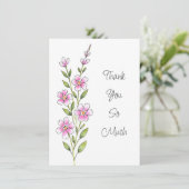 Rosa Wasserfarbe, Pen & Tinte Dankeskarte (Stehend Vorderseite)