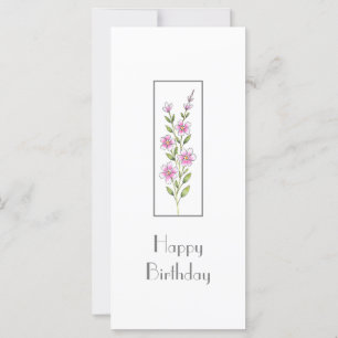 Rosa Wasserfarbe, Pen & Tinte Stechkarte Karte