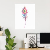 Rosa Wasserfarbe Pfauenfeder Poster (Heimbüro)