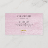 Rosa Wasserfarbe Pinselstrich Gold Ihr Logo-Geschä Visitenkarte (Rückseite)