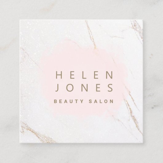 Rosa Wasserfarbe platsch auf Marmor Quadratische Visitenkarte (Vorderseite)