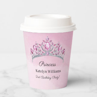 Rosa Wasserfarbe Prinzessin Personalisierter Gebur Pappbecher