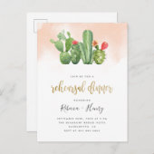 Rosa Wasserfarbe Probe Abendessen Einladungspostkarte (Vorne/Hinten)