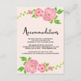Rosa Wasserfarbe Ranunculus Unterkunftskarten Begleitkarte