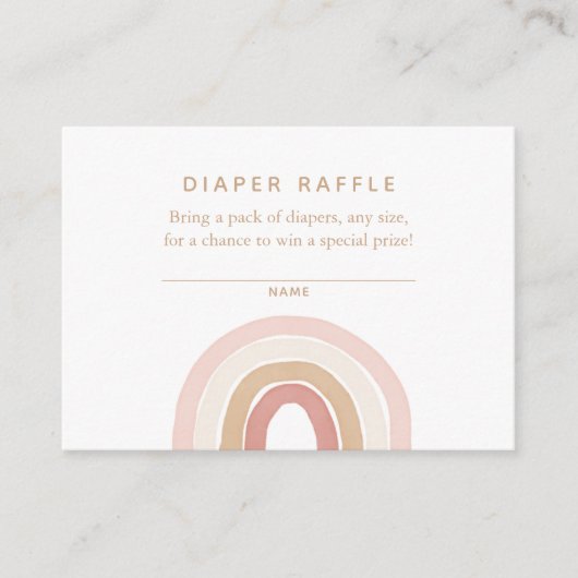 Rosa Wasserfarbe Regenbogen Windeln Raffel Begleitkarte (Vorderseite)