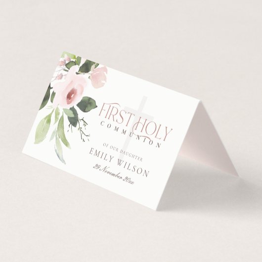 Rosa Wasserfarbe Rose Erste heilige Kommune (Rückseite)