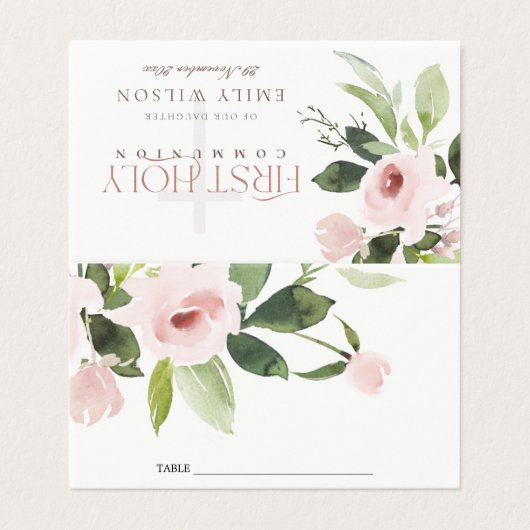 Rosa Wasserfarbe Rose Erste heilige Kommune (Außenseite Aufgefaltet)