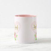 Rosa Wasserfarbe-Rose Florales Monogramm Anfangsbu Tasse (Zentrum)