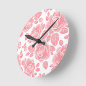 Rosa Wasserfarbe Rose - Romantische Blüten Runde Wanduhr (Winkel)