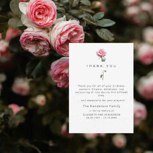 Rosa Wasserfarbe-Rose Trauer Beerdigung Dankeschön Dankeskarte