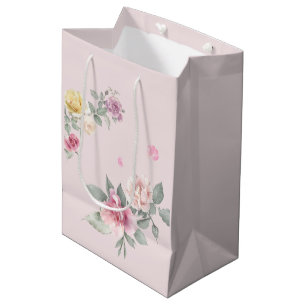 Rosa Wasserfarbe-Rosen-Blumen-Geschenktasche Mittlere Geschenktüte