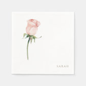 Rosa Wasserfarbe-Rosen-Dusch-Cocktail Serviette (Vorderseite)