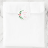 Rosa Wasserfarbe Save the Date Elegant Runder Aufkleber (Tasche)
