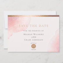 Rosa Wasserfarbe Save the Date waschen